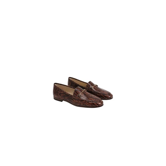 SAM EDELMAN Brown Snake Print Flat Loafers 10 Slip On Leather - Picture 1 of 7